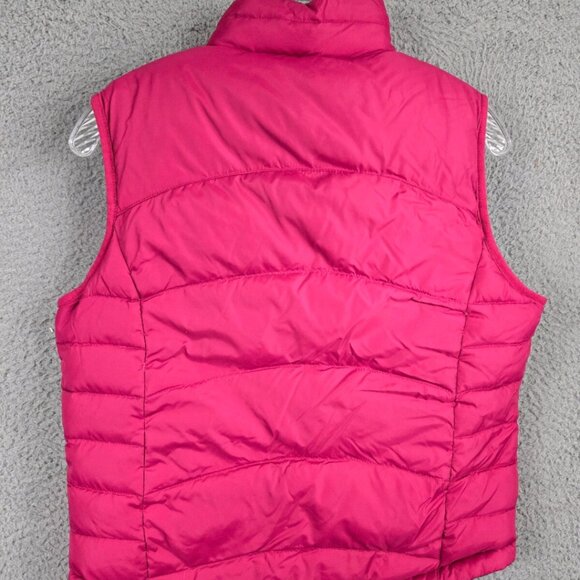 LL Bean Women m Reg full Zip Goose Down Puffer Vest Outdoor Reversible Gray Pink - Picture 2 of 4